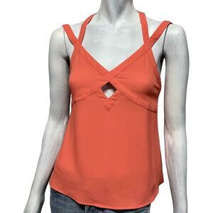 Ladakh Womens Pink Cut-Out Sleeveless Strappy Blouse Tank Top